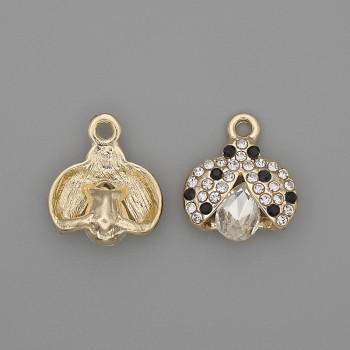 Pandantiv - Soare cu cristale, metal argintiu, diametru 15,5×15×5 mm, ambalaj 2 buc