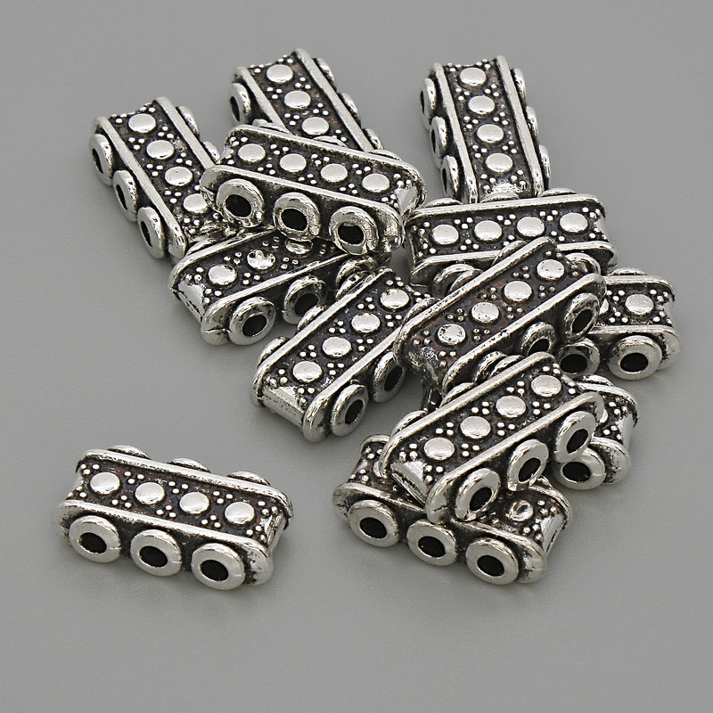 Furnitură separator de șiruri – insert, culoare metalică argintie, diametru 14,5×7,5×4 mm, gaură de diametru 1,9 mm, ambalaj 20 g (~13 buc.)