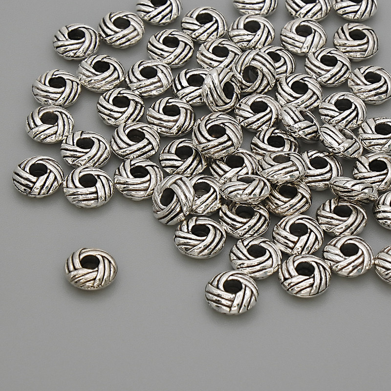 Furnitură mărgea-inserație culoare metalică argintie, diametru 6×2,5 mm, gaură de aproximativ 2 mm, ambalaj 20 g (~57 buc.)