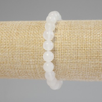 Brățară cu cristal de munte, mărgele netede, diametrul 8 mm, lungime 18 cm, pe elastic