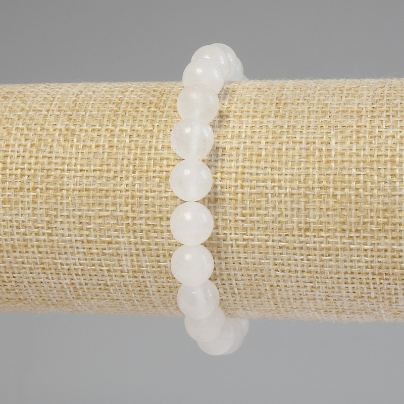 Brățară cu cristal de munte, mărgele netede, diametrul 8 mm, lungime 18 cm, pe elastic