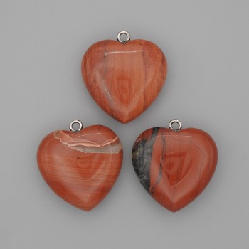 Pandantiv Inimă jasper roșu 25x25x27mm+