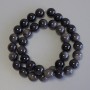 Mărgele din obsidian argintiu, bilă netedă, diametrul de 10,5 mm +/- pe șnur, lungime 38 cm+