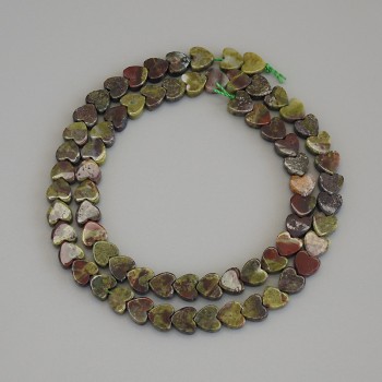 Mărgele de jasp sânge de dragon, inimă, diametru 6x6x2 mm ± pe șnur, lungime 37 cm+