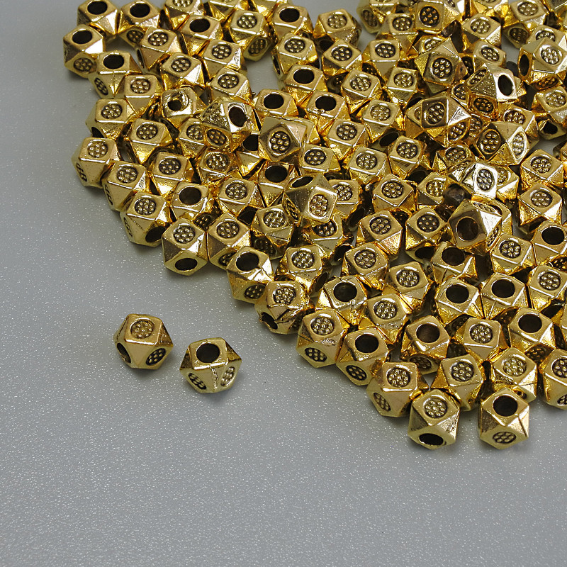 Inserție de mărgele aurie, culoare metalică aurie, diametrul 3×3 mm, gaură aproximativ 1,7 mm, ambalare 20 g (~128 buc.)