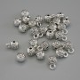 Furnitură bail, culoare metalică argintie, dimensiuni 6×9 mm, cu găuri de diametru aproximativ 1,7–2 mm, ambalaj 20 g, 25 bucăți