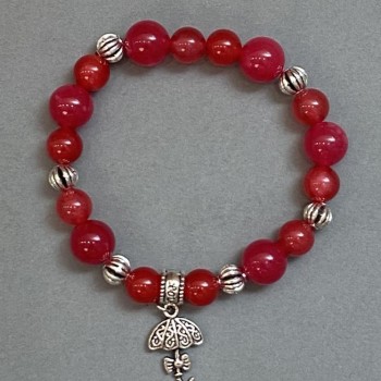 Brățară din turmalin cu bile netede de 8–10 mm, cu inserții metalice, lungime 18 cm, extensibilă