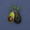 Broșă-penditiv Avocado, email colorat, metal argintiu, 39×27 mm+