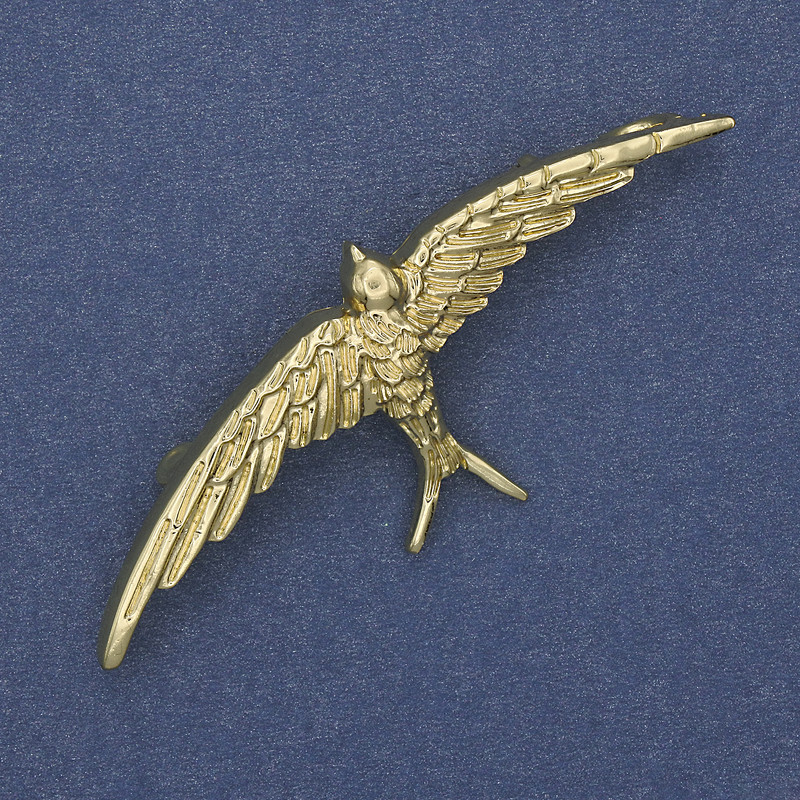 Broșă Pasăre din metal aurit 62x25mm+