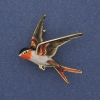 Broșă-pandantiv Pasărea, email colorat, metal auriu, 38×26 mm+
