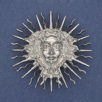 Broșă-pendativ Iarilo, metal argintiu, 59 mm+