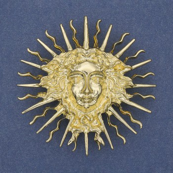 Broșă-pandantiv «Iarilo» din metal auriu, 59 mm+