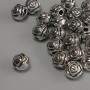 Inserție de mărgele în formă de floare, culoare argintie, diametru 7 mm ±, gaură 2 mm ±, ambalaj 20 g (~21 buc.)
