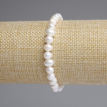 Brățară cu perle de râu 6-7×6-6 mm, lungime 18 cm, elastică