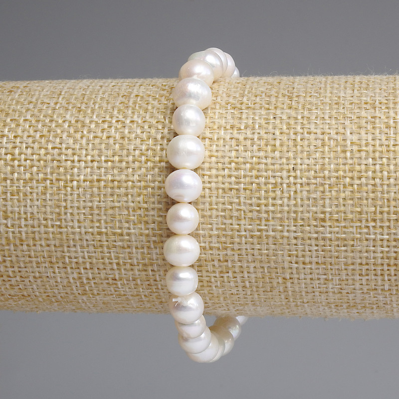 Brățară cu perle de râu 7-8×6-6, 5 mm, lungime 18 cm, extensibilă