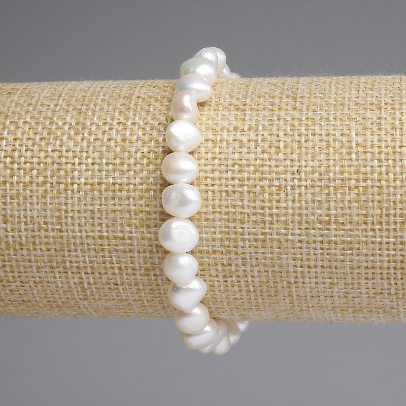 Brățară cu perle de râu 9×8 mm, lungime 18 cm, elastică