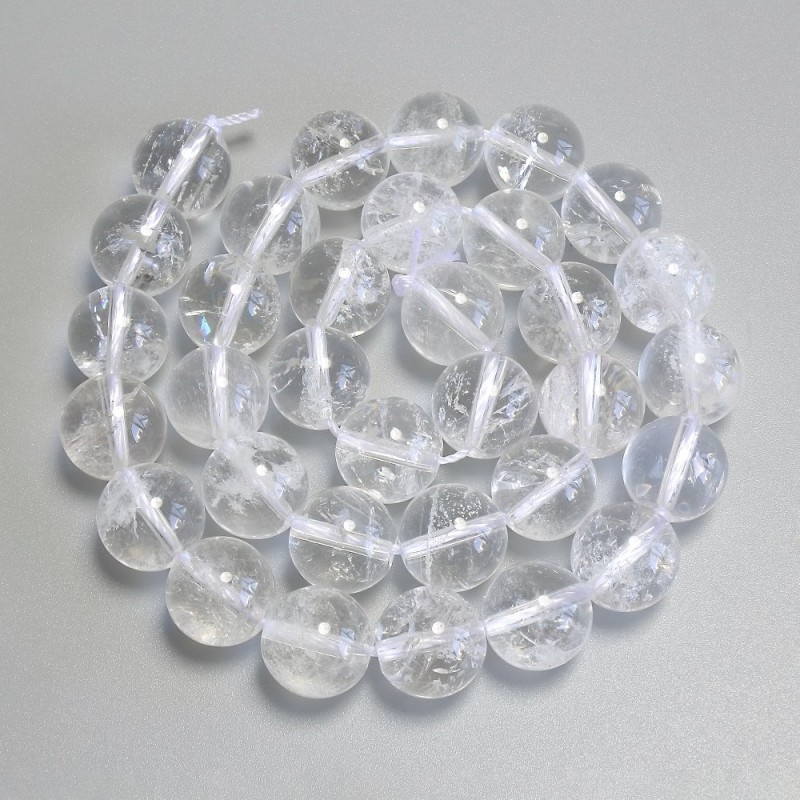 Mărgele din cristal de munte, bile netede, diametrul 12 mm ±, pe șnur, lungime 38 cm ±