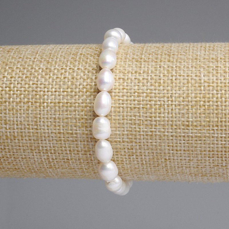 Brățară cu perle de râu 7×5-5, 5 mm, lungime 18 cm, elastică