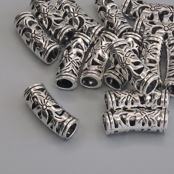 Inserție pentru mărgele, culoare argintie, diametru 19,5×7 mm, gaură 4,8 mm, ambalaj 15 buc