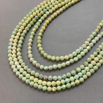 Mărgele din cristal ceh multicolor cu finisaj petrol pe șnur, bile facetate, diametrul 6 mm, lungime 38 cm