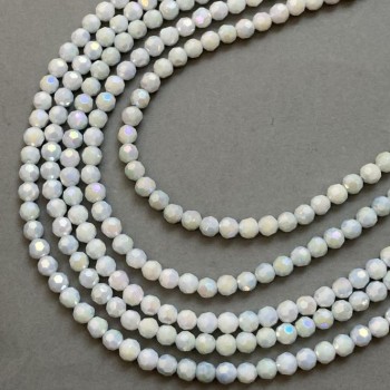 Mărgele din cristal ceh albastru multicolor cu luciu de benzină pe șnur, bilele tăiate, diametrul de 6 mm, lungime 38 cm +/-