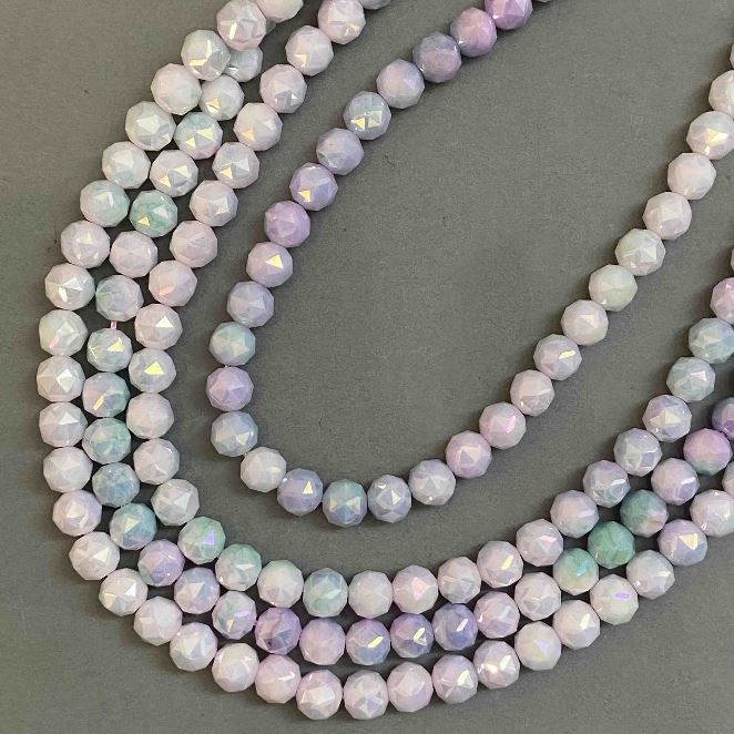 Mărgele din cristal ceh multicolor pe șnur, bilă tăiată, diametrul 8 mm, lungime 38 cm +/-