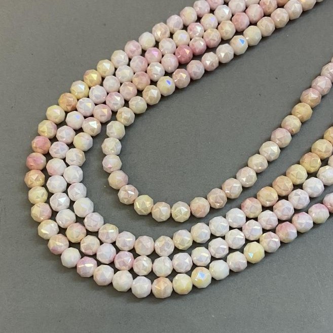 Mărgele din cristal ceh multicolor pe șnur, bilă facetată, diametrul 8 mm, lungime 38 cm