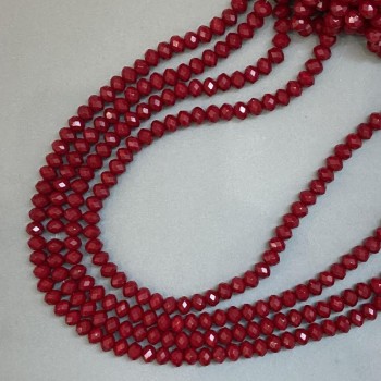 Mărgele din cristal ceh pe șnur roșu mat, rondel tăiat, diametrul 8×6 mm, lungime de aproximativ 41 cm