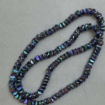 Mărgele de cristal în stil Swarovski, albe, cu nuanță de benzină, diametrul 6×3,5 mm, lungimea 49 cm, pe fir