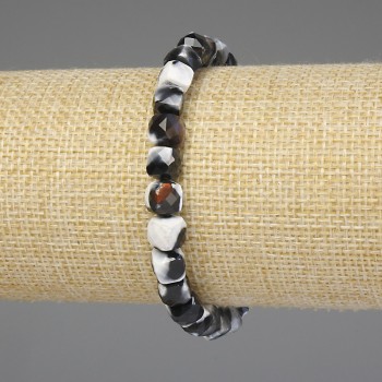 Brățară cu agat facetat, cuburi de 6,5 mm, lungime 18 cm, bandă elastică