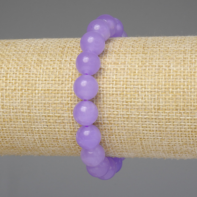 Brățară din ametist lavandă, bile netede de 10 mm, lungime aproximativă 18 cm, pe elastic