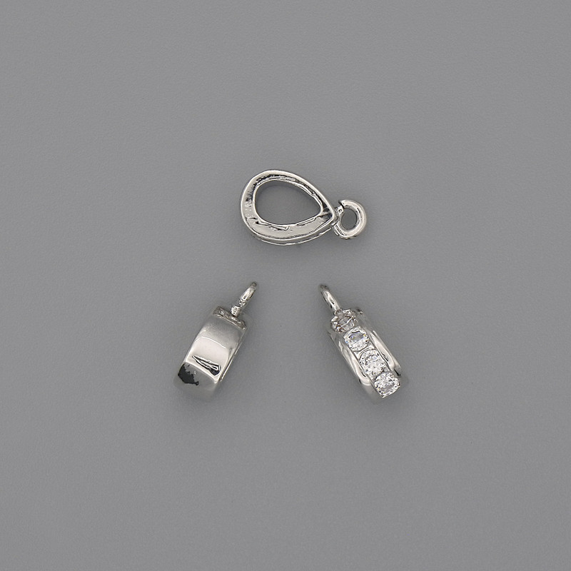 Furnitură pentru pandantiv, diametrul 11×3,5 mm, diametrul găurii 5×3,5 mm - culoare argintie a metalului