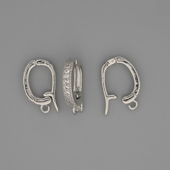 Bail detașabil cu luciu argintiu, diametru 18x3 mm +-, cu strasuri albe
