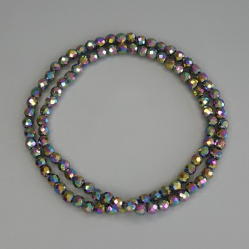 Mărgele de hematit curcubeu, cu fațete, 4 mm, pe fir de nailon, lungime 38 cm+
