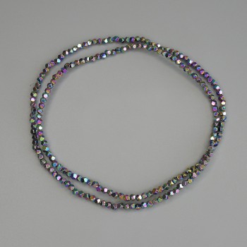 Mărgele de hematit curcubeu, fațete, diametru 2 mm, pe fir subțire, lungime 40 cm+