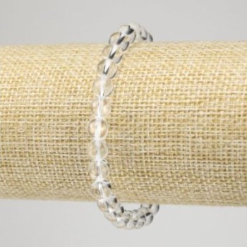 Brățară din cristal de munte, bilă netedă, diametrul 6,5 mm, lungime 18 cm, pe elastic