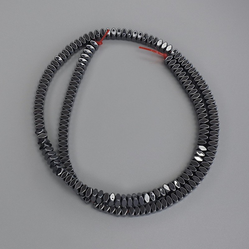 Mărgele de hematit tăiate pătrate, rondel 4×2 mm, pe șnur, lungime 40 cm+