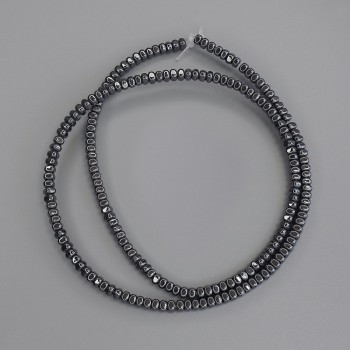 Mărgele de hematit rondel pătrat 3x2 mm, pe șnur, lungime 40 cm+