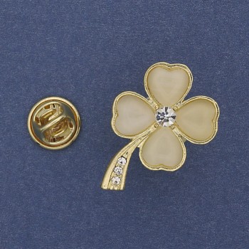 Broșă trifoi cu patru foi ochiul pisicii