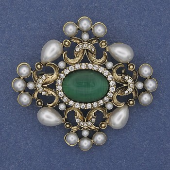 Broșă-pendentă Accent Perle Ochi de Pisică, auriu