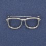 Broșă în formă de ochelari, din metal argintiu, 40×16 mm+