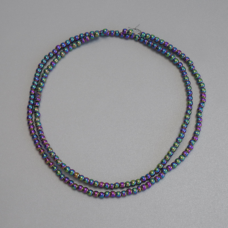 Mărgele de hematit curcubeu netede 2 mm, pe fir, lungime aproximativă 38 cm+
