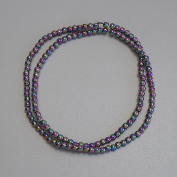 Mărgele hematit curcubeu, bile netede de 3 mm, pe șnur, lungime 39 cm+
