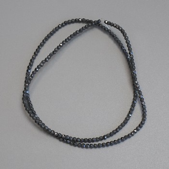 Mărgele de hematit cu fațete 2x2 mm ± pe șnur, lungime 38 cm+