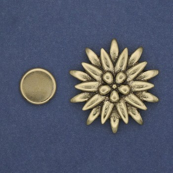 Broșă magnetică cu floare, 41 mm, metal auriu