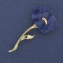Broșă Mac albastru sidefat, 63x32 mm, metal auriu