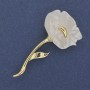 Broșă în formă de floare de mac alb perlat, 63x32 mm, metal auriu