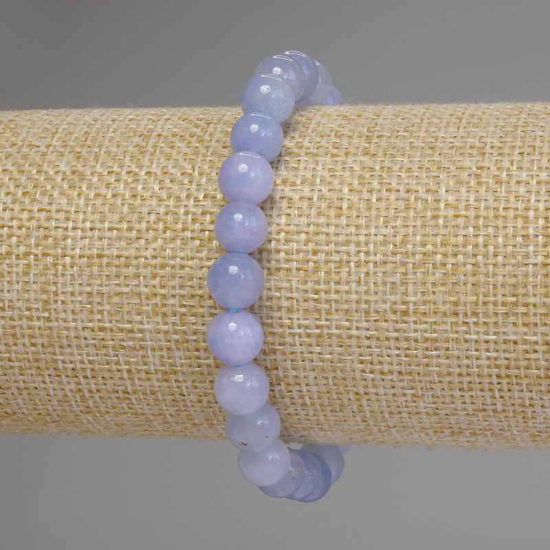 Brățară din acvamarin cu bile netede, diametrul 8 mm, lungime 18 cm, extensibilă