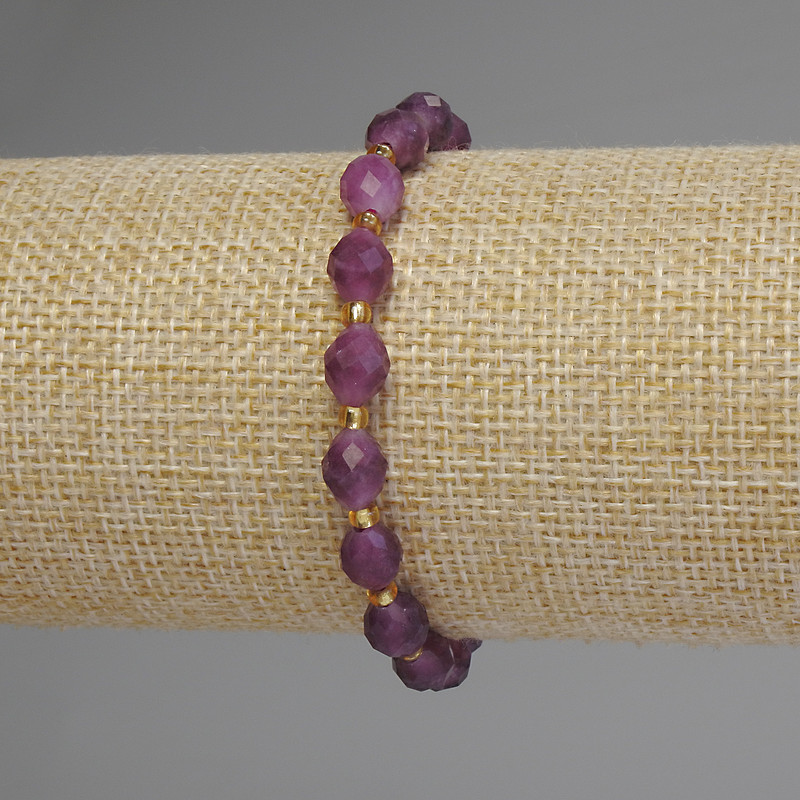 Brățară din turmalin cu granule tăiate, diametru 8×6,5 mm, mărgele de 3 mm, lungime 18 cm, cu elastic