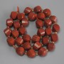 Mărgele din jasper roșu, formă de romb, fațetate, diametrul 10×9 mm ±, mărgele de 3 mm ±, lungime 39 cm ±, pe fir